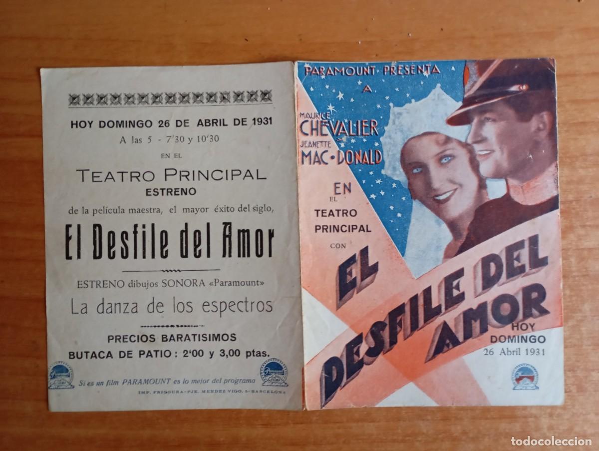  Foglietti di film di film antichi di cinema: UNI-2-PROGRAMA DE CINE DE LA PELICULA--- EL DESFILE DEL AMOR
