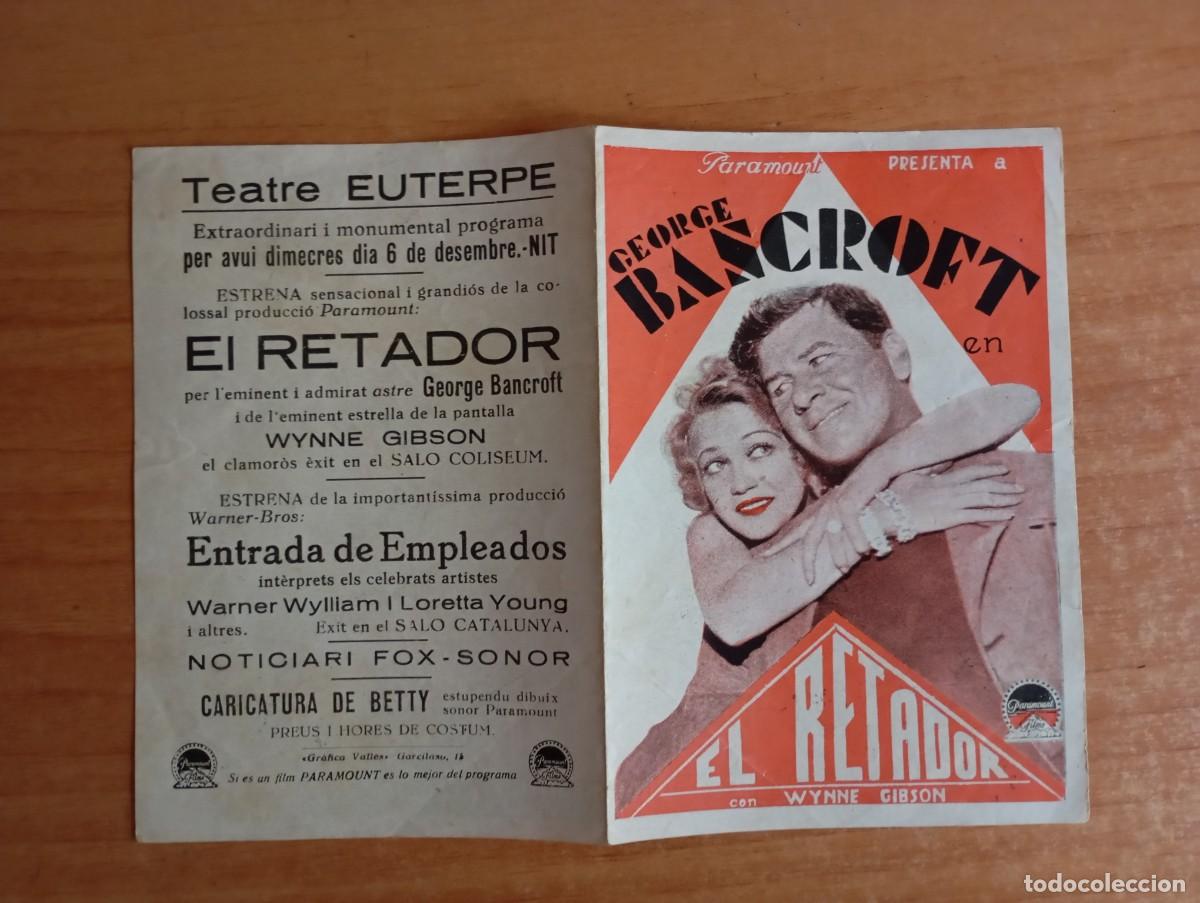 Folhetos de m&atilde;o de filmes antigos de cinema: UNI-2-PROGRAMA DE CINE DE LA PELICULA--- EL RETADOR