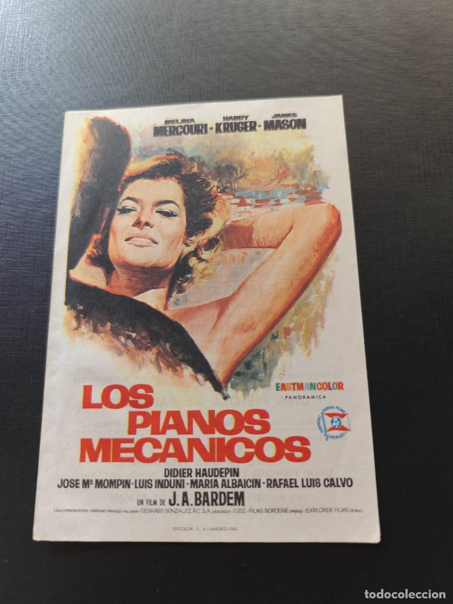 Folhetos de m&atilde;o de filmes antigos de cinema: Los pianos mec&aacute;nicos con publicidad Cine Bohemio Barcelona