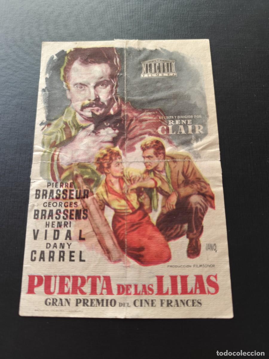 Folhetos de m&atilde;o de filmes antigos de cinema: La puerta de las lilas con publicidad Gran Teatro Isabel la Cat&oacute;lica Granada