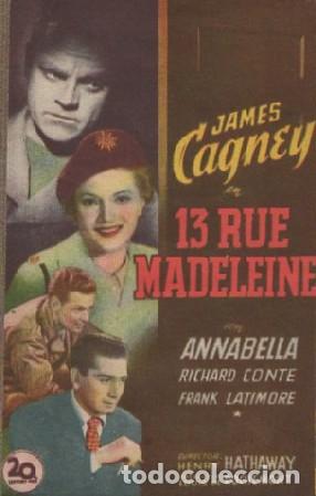 Cine: PROGRAMA DE CINE: 13 RUE MADELEINE PC-8649 - Foto 1