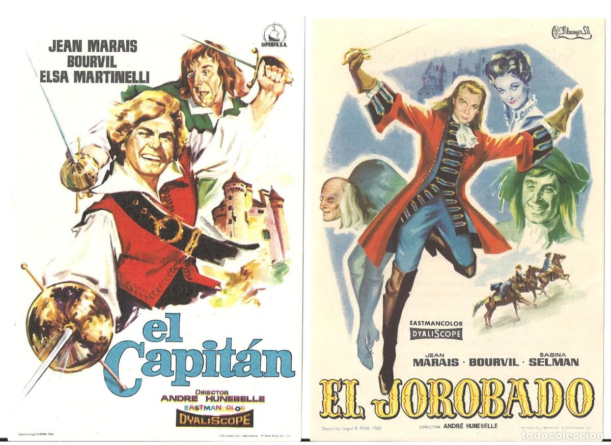  Flyers Publicitaires de films Anciens: VN82D EL JOROBADO / EL CAPITAN COLECCION DE 2 PROGRAMAS ORIGINALES ESPA&Ntilde;OLES