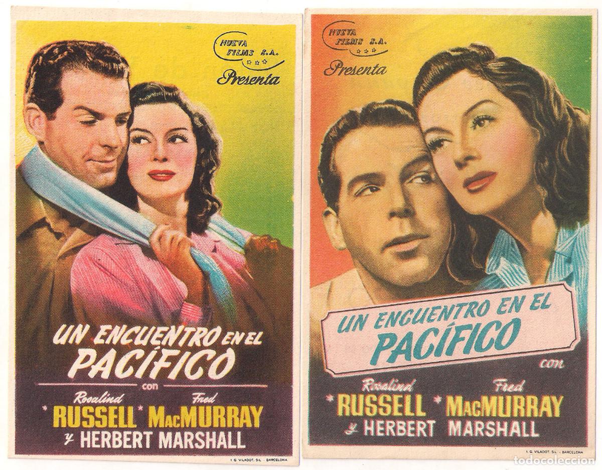  Foglietti di film di film antichi di cinema: PX95D UN ENCUENTRO EN EL PACIFICO COLECCION DE 2 PROGRAMAS ORIGINALES ESPA&Ntilde;OLES