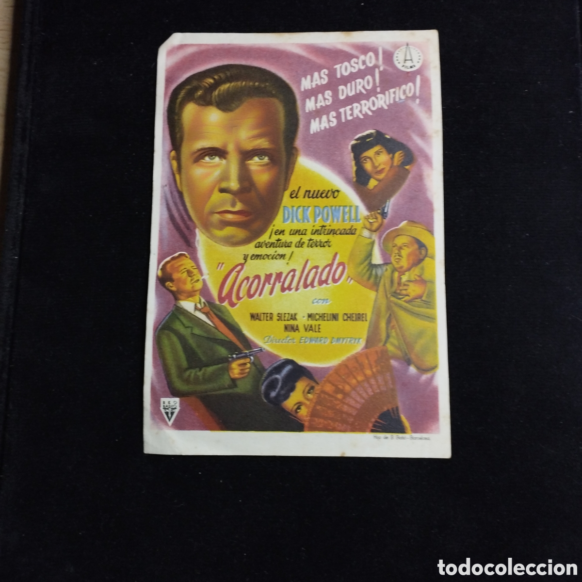 Cine: Programa de cine, sencillo. Acorralado. Dick Powell. - Foto 1