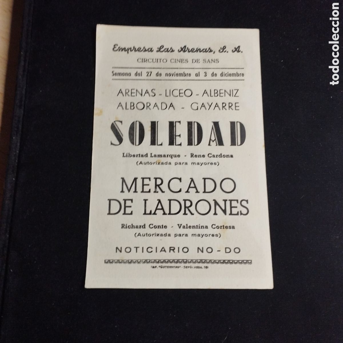 Cine: Programa de cine, sencillo. Mercado de Ladrones. Lee J. Cobb . Barbara Lawrence. - Foto 2