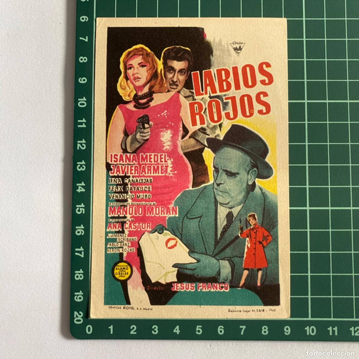 Cine: folleto de mano programa de cine pelicula Labios Rojos - Foto 1
