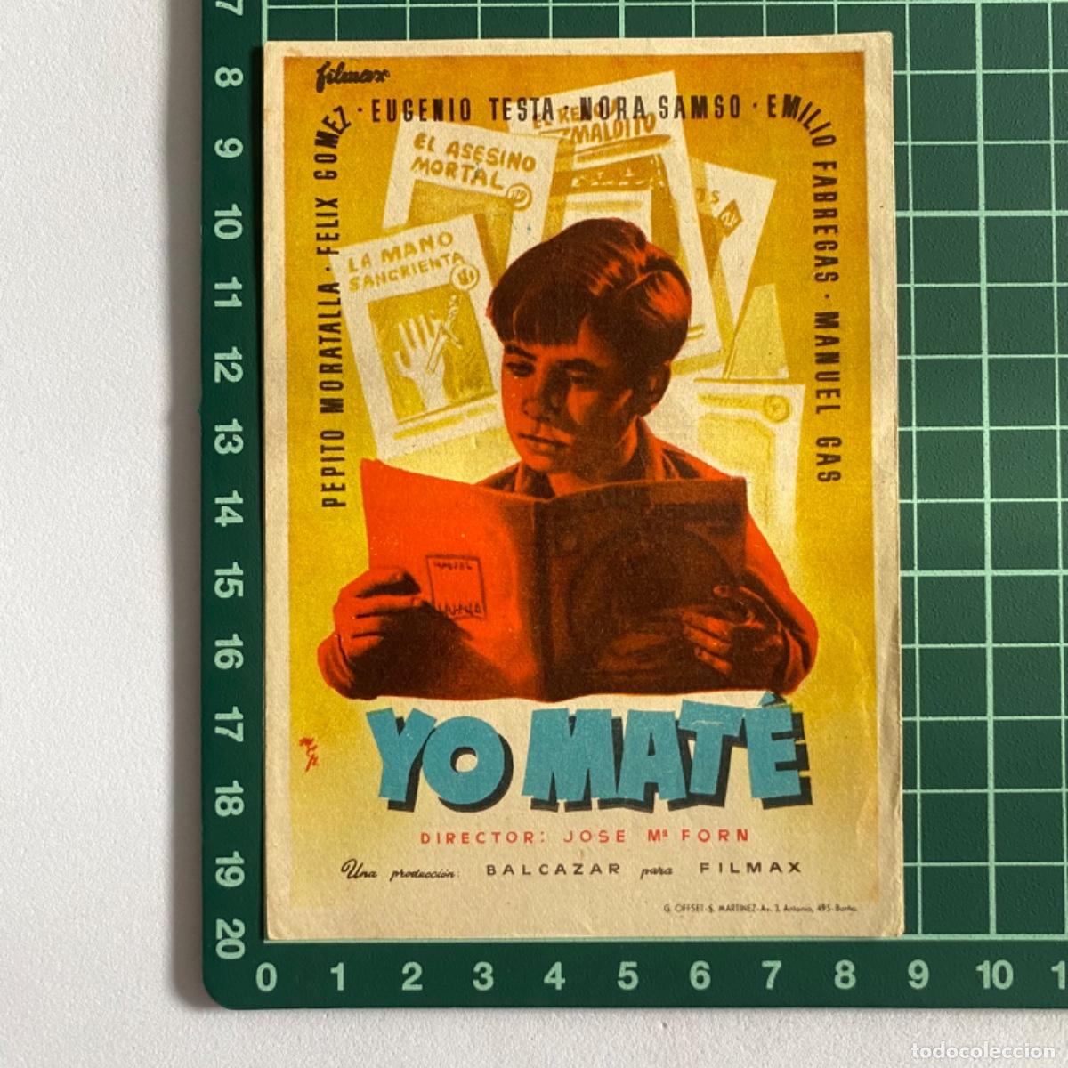 Cine: folleto de mano programa de cine pelicula Yo mate - Foto 1