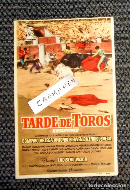  Foglietti di film di film antichi di cinema: ANTIGUO PROGRAMA MANO CINE CARTEL PEL&Iacute;CULA. TARDE DE TOROS. ANTONIO BIENVENIDA. SIN PUBLICIDAD