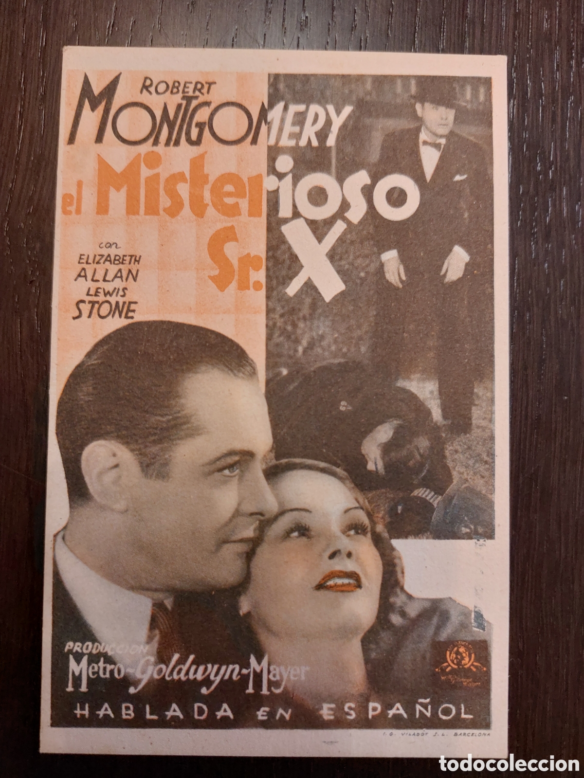 Cine: Programa tarjeta El Misterioso Sr X, con Robert Montgomery. Sin publicidad . - Foto 1
