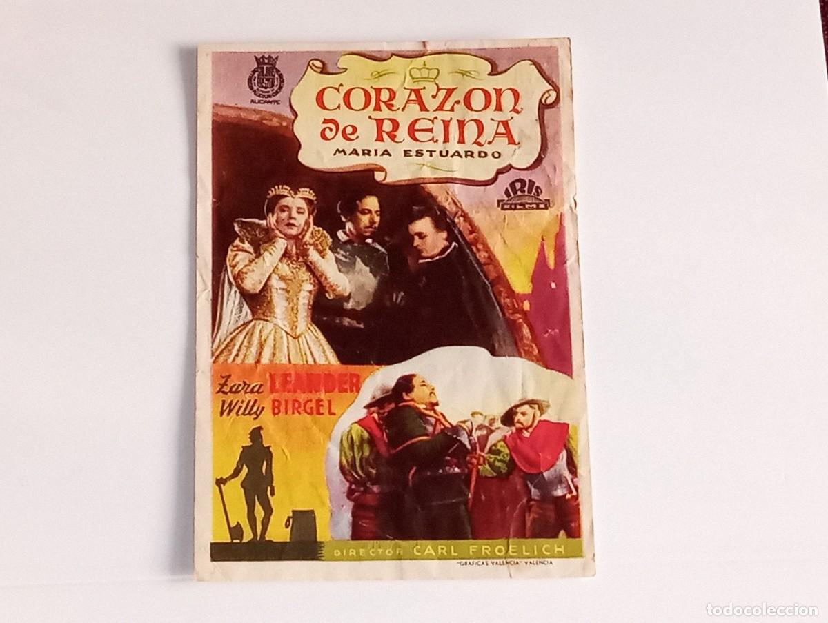  Foglietti di film di film antichi di cinema: ANTIGUO PROGRAMA DE CINE CORAZON DE REINA XXVII FERIA MUESTRARIO INTERNACIONAL VALENCIA 1949