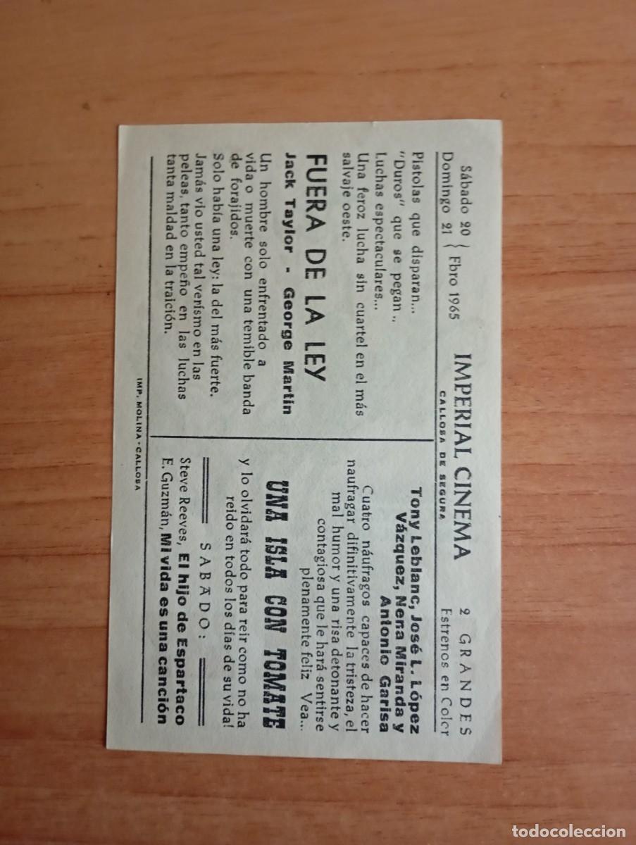 Cine: azul2-PROGRAMA DE CINE DE LA PELICULA-- FUERA DE LA LEY ct - Foto 2