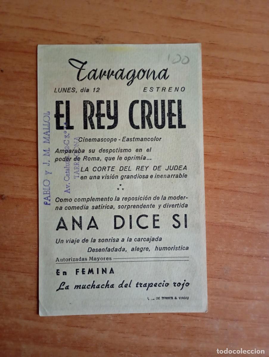 Cine: azul2-PROGRAMA DE CINE DE LA PELICULA-- EL REY CRUEL ct - Foto 2