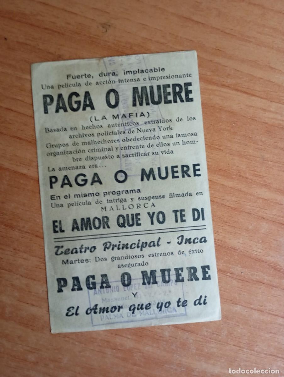 Cine: azul2-PROGRAMA DE CINE DE LA PELICULA-- PAGA O MUERE ct - Foto 2