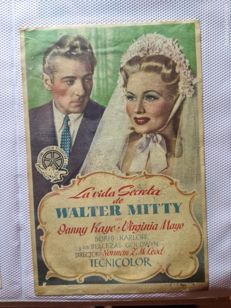 Cine: PROGRAMA DE MANO FOLLETO LA VIDA SECRETA DE WALTER MITTY DANNY KAYE VIRGINIA MAYO
