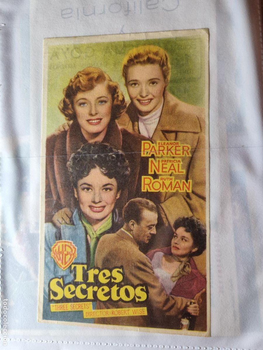 Cine: PROGRAMA DE MANO FOLLETO TRES SECRETOS. ELEANOR PARKER, PATRICIA NEAL, RUTH ROMAN