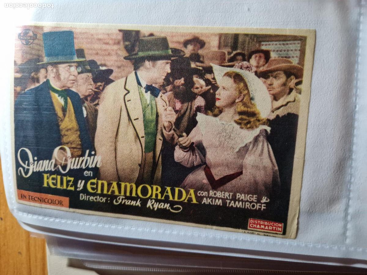  Foglietti di film di film antichi di cinema: PROGRAMA DE MANO FOLLETO FELIZ Y ENAMORADA - DIANA DURBIN ROBERT PAIGE AKIM TAMIROFF
