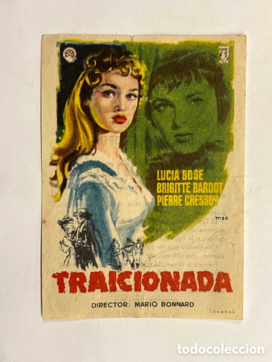 Cine: NULES (Castell&oacute;n) Cine Alcazar., TRAICIONADA CON LUCIA BOSE Y BRITTE BARDOT (a.1957)