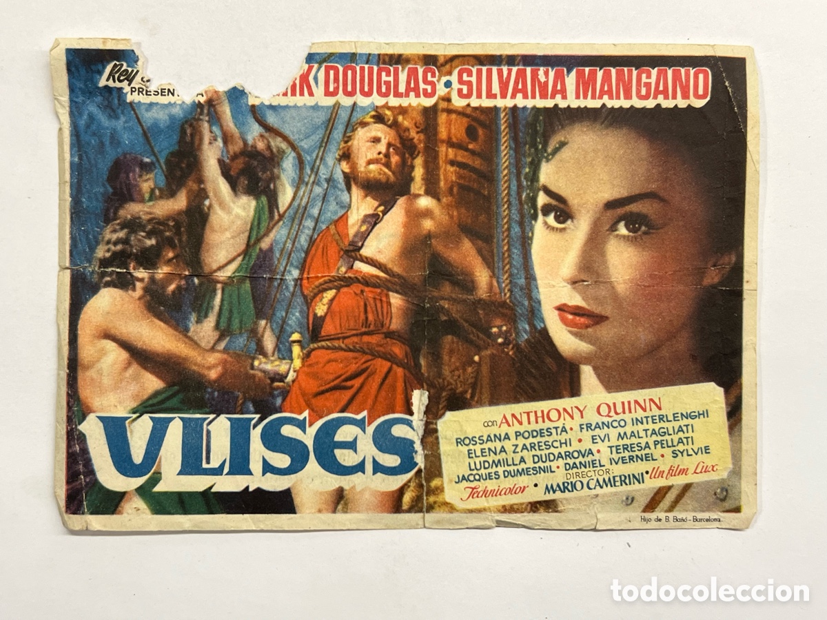 Cine: NULES Cine Verano OASIS.. Programa ULISES, con Kirk Douglas, Silvana Mangano. Anthony Qninn, ROTO!!