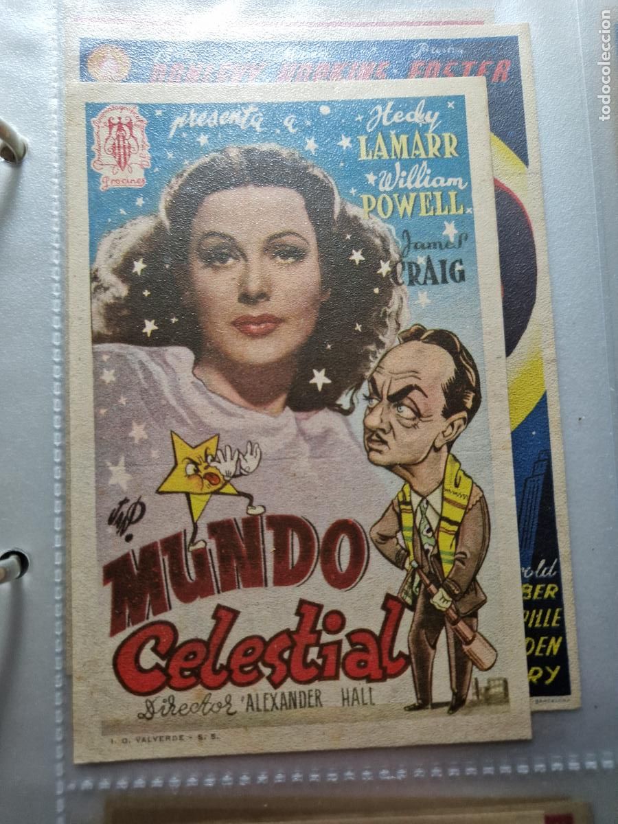 Flyers Publicitaires de films Anciens: PROGRAMA DE MANO FOLLETO MUNDO CELESTIAL. HEDY LAMARR, WILLIAM POWELL Y JAMES CRAIG.