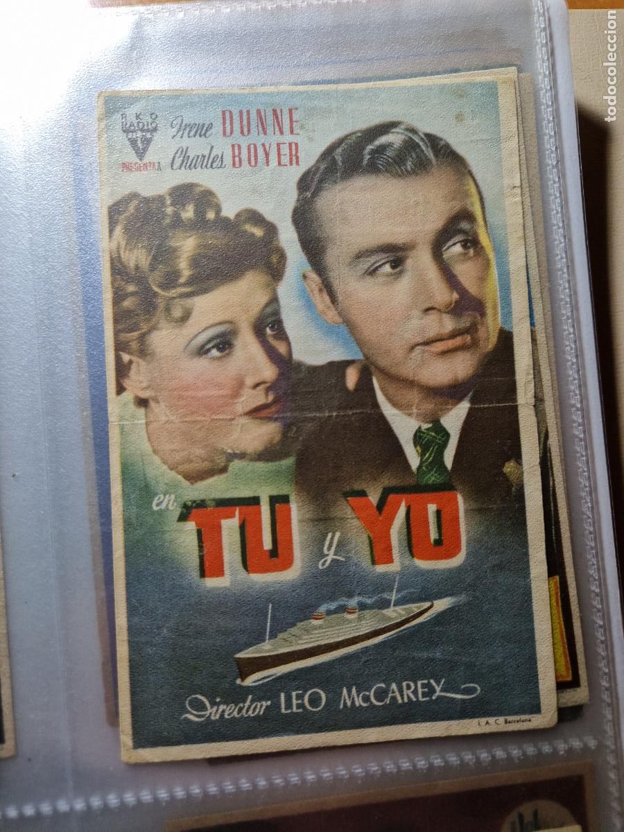 Cine: PROGRAMA DE MANO FOLLETO TU Y YO, IRENE DUNNE CHARLES BOYER