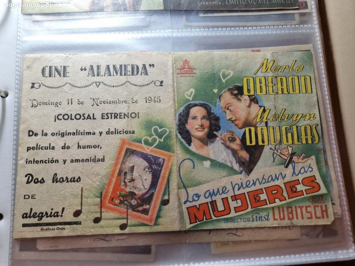 Cine: PROGRAMA DE MANO FOLLETO LO QUE PIENSAN LAS MUJERES - MERLE OBERON Y MELVYN DOUCLAS