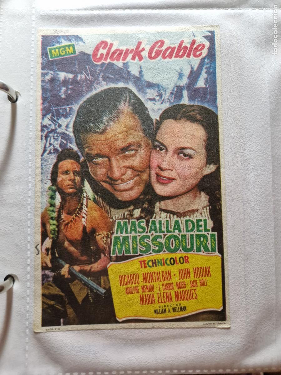 Cine: PROGRAMA DE MANO FOLLETO MAS ALLA DEL MISSOURI : CLARK GABLE