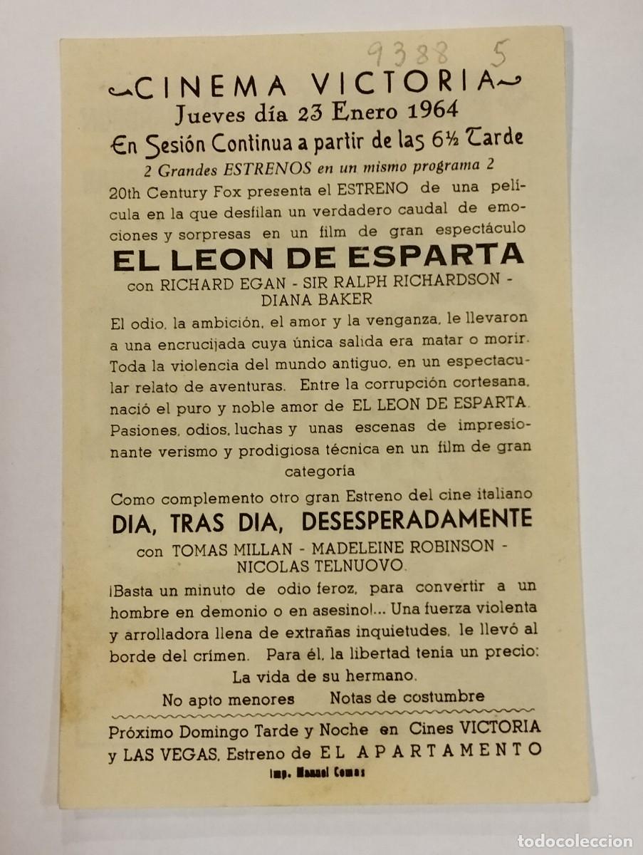 Cine: PROGRAMA DE CINE SENCILLO. EL LEON DE ESPARTA. CON PUBLICIDAD. - Foto 2