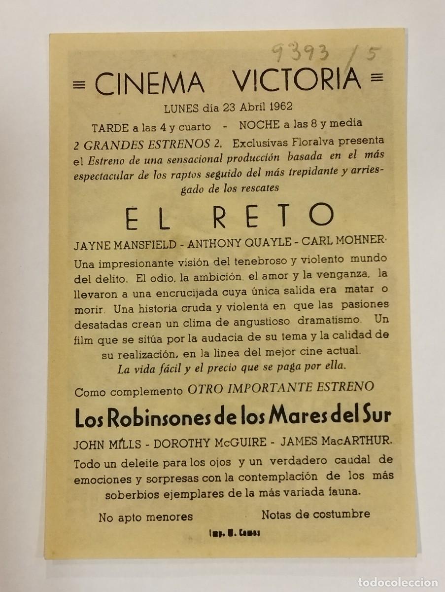 Cine: PROGRAMA DE CINE SENCILLO. LOS ROBINSONES DE LOS MARES DEL SUR. CON PUBLICIDAD. - Foto 2