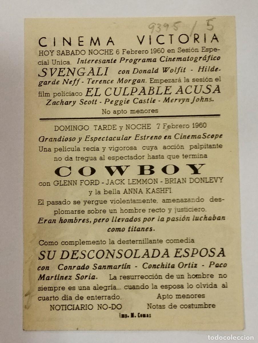 Cine: PROGRAMA DE CINE SENCILLO. COWBOY. CON PUBLICIDAD. - Foto 2