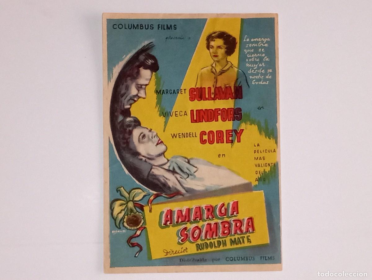 Cine: ANTIGUO PROGRAMA DE CINE AMARGA SOMBRA CINE MAR IMPERIAL VALENCIA A&Ntilde;O 1954