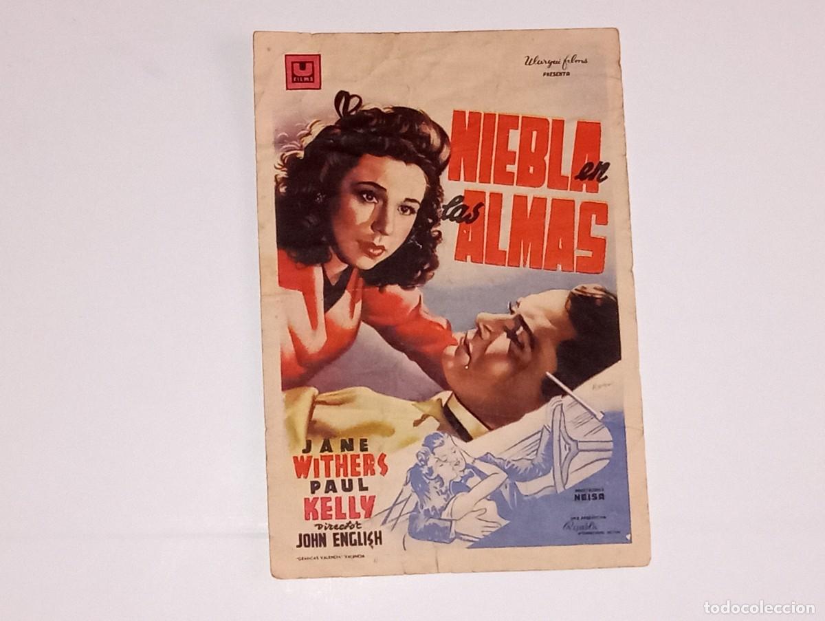 Cine: ANTIGUO PROGRAMA DE CINE NIEBLA EN LAS ALMAS CINE MARINA LEVANTE MARFIL VALENCIA A&Ntilde;O 1948