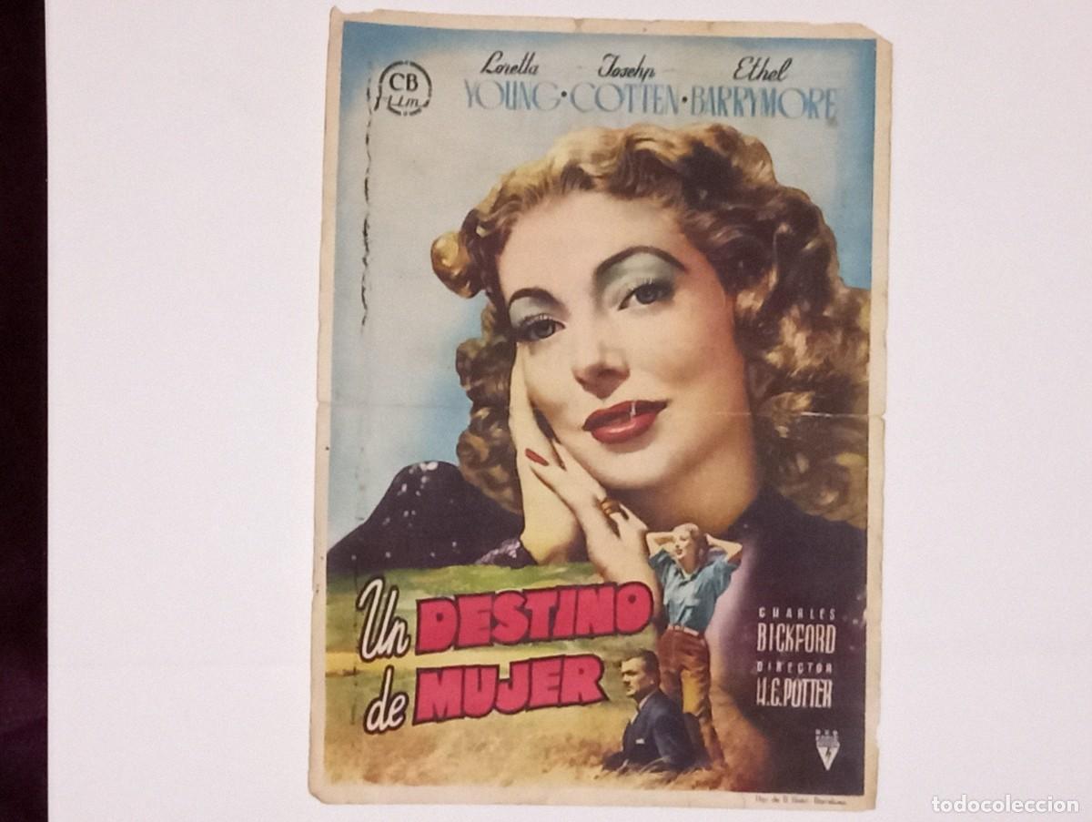 Folhetos de m&atilde;o de filmes antigos de cinema: ANTIGUO PROGRAMA DE CINE UN DESTINO DE MUJER CINE IMPERIAL VALENCIA A&Ntilde;O 1949