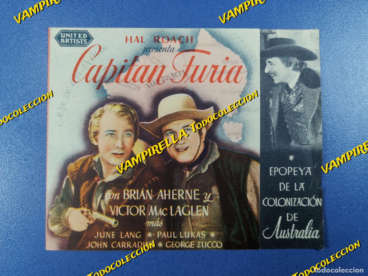 Cine: CAPITAN FURIA - PROGRAMA DE MANO DOBLE-- CINE RAMBLAS 1944 - Foto 1