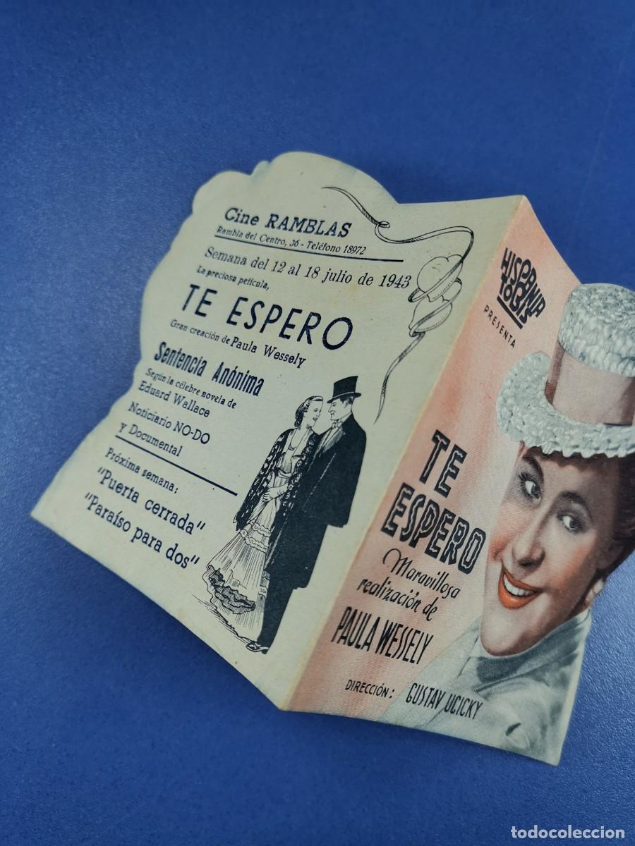 Cine: TE ESPERO - PROGRAMA DE MANO DOBLE--CINE RAMBLAS 1943 - Foto 4