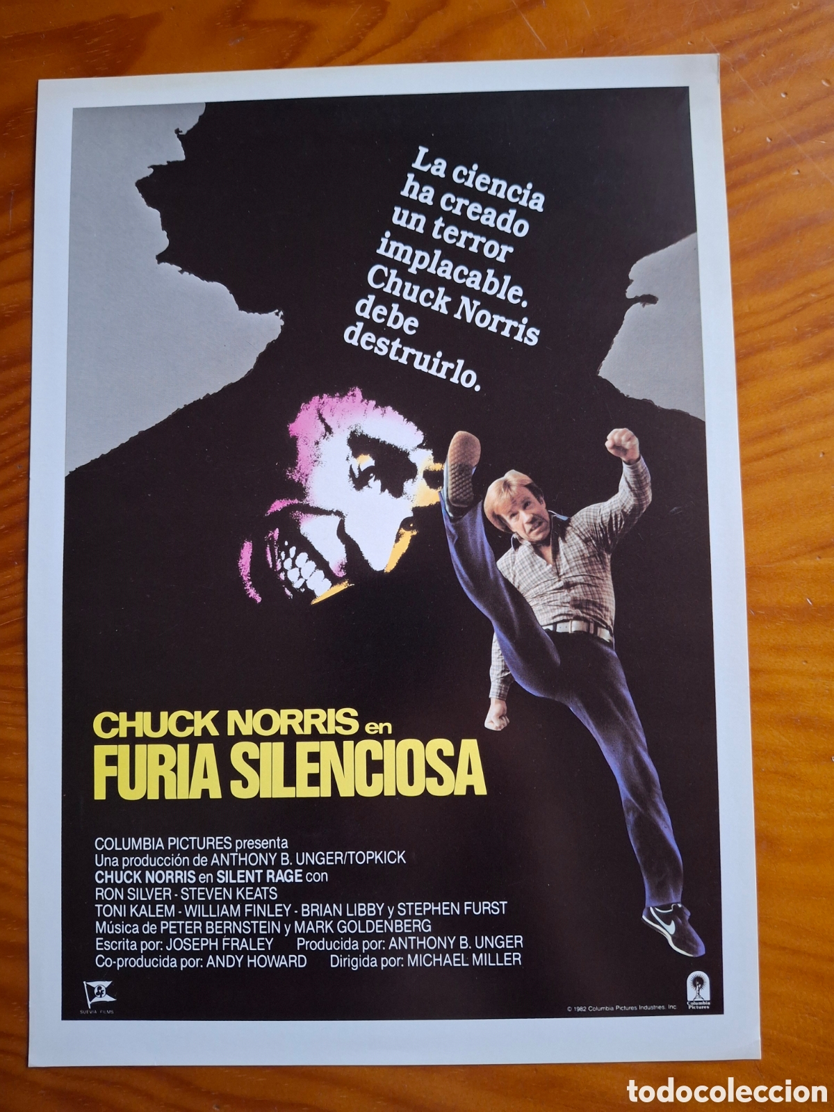 Folhetos de m&atilde;o de filmes antigos de cinema: Folleto de Mano Original de Cine - FURIA SILENCIOSA (1982) - Chuck Norris - Estreno Espa&ntilde;a