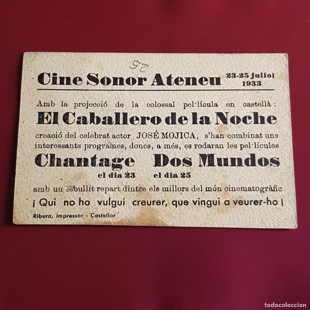 Cine: PROGRAMA DE MANO - EL CABALLERO DE LA NOCHE - CINE SONOR ATENEU - Foto 2