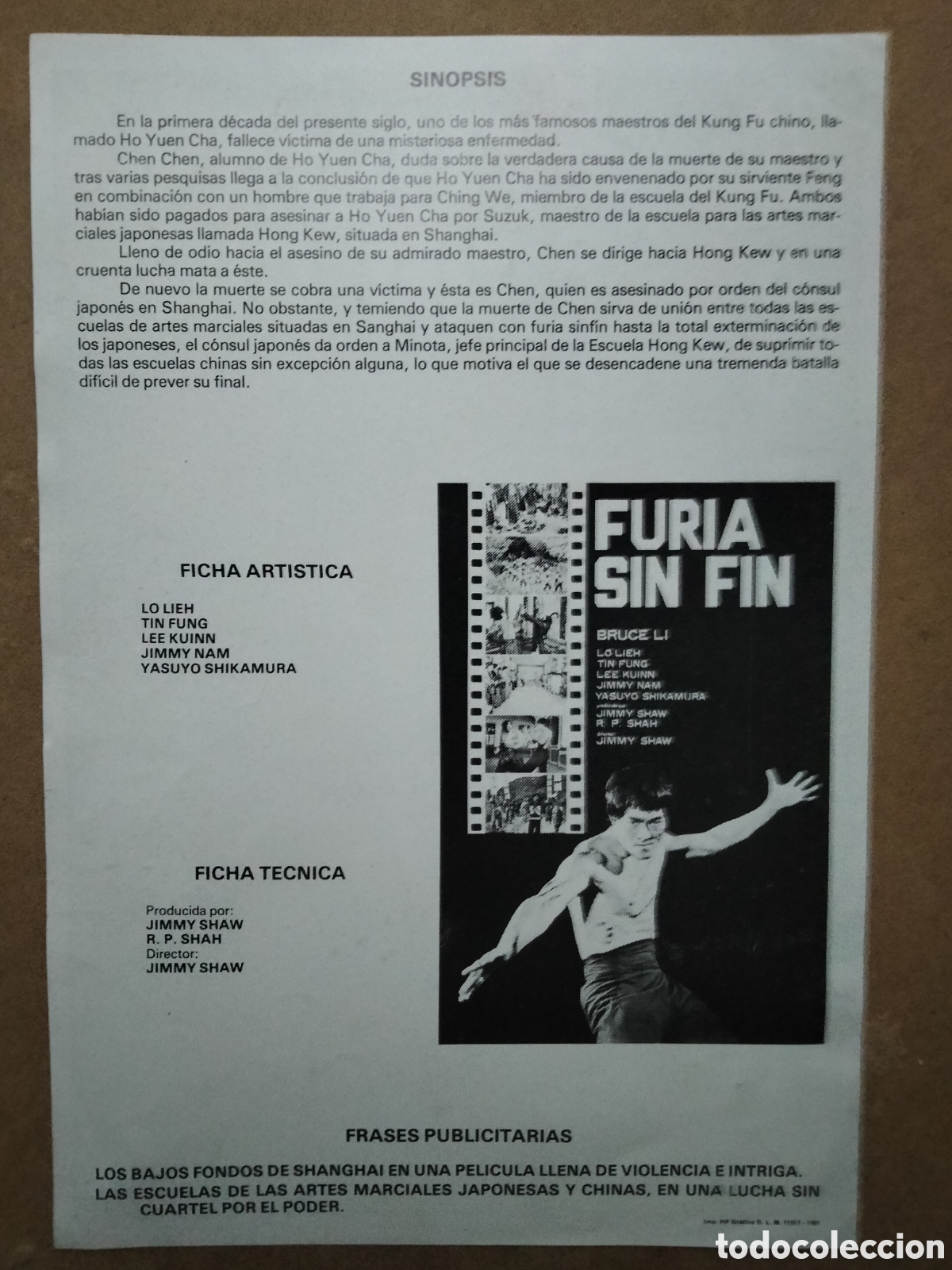 Cine: Furia sin fin folleto de mano - Foto 2
