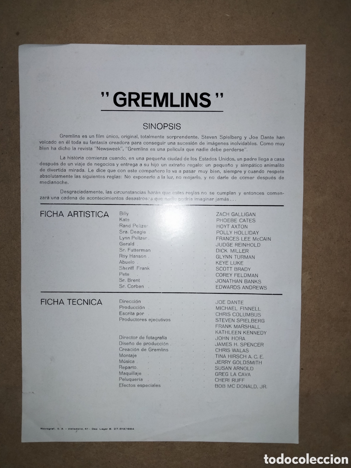Cine: Gremlins folleto de mano - Foto 2