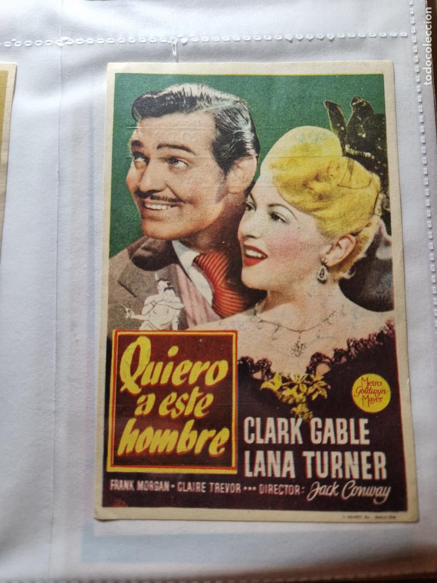  Foglietti di film di film antichi di cinema: PROGRAMA DE MANO FOLLETO QUIERO A ESTE HOMBRE CLARCK GABLE LANA TURNER