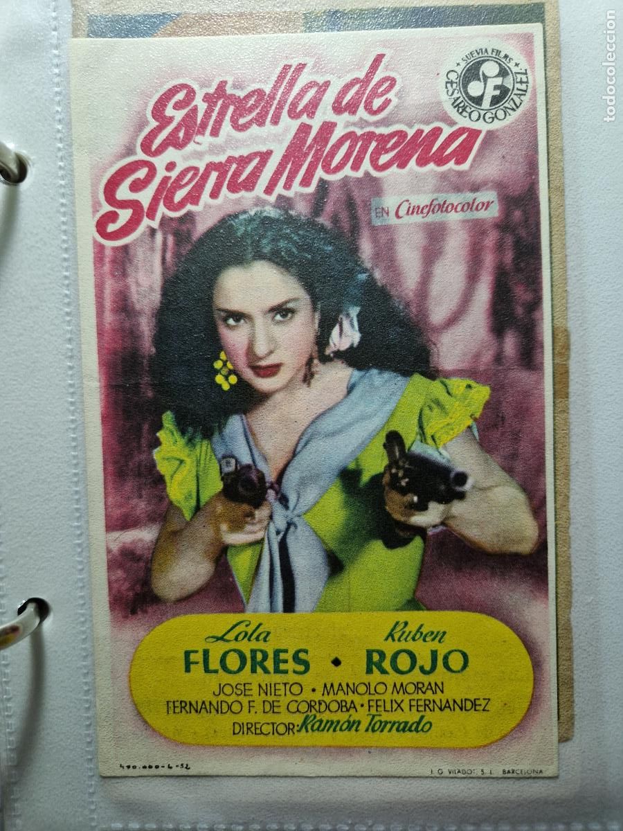  Foglietti di film di film antichi di cinema: PROGRAMA DE MANO FOLLETO ESTRELLA DE SIERRA MORENA LOLA FLORES