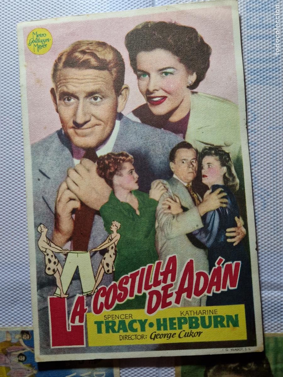  Foglietti di film di film antichi di cinema: PROGRAMA DE MANO FOLLETO LA COSTILLA DE ADAN SPENCER TRACY KATHERINE HEPBURN