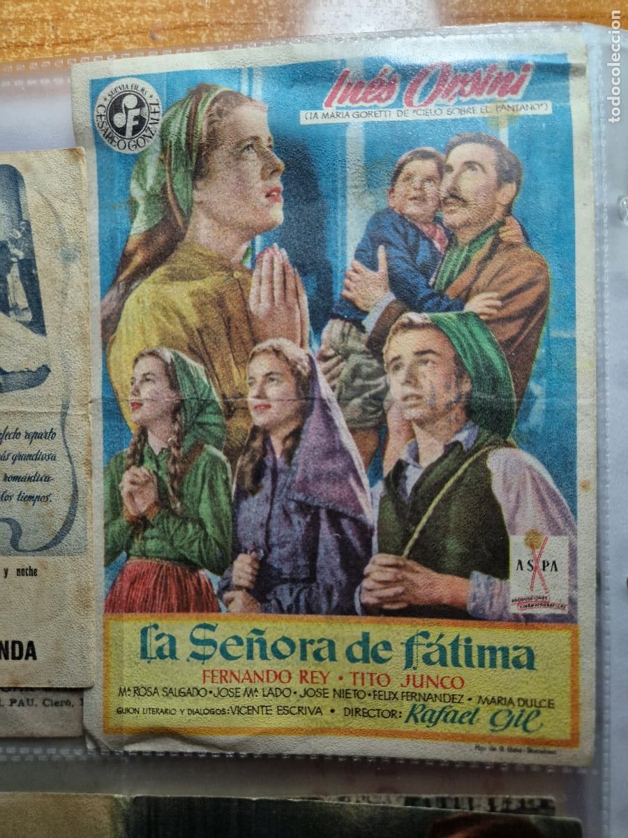  Foglietti di film di film antichi di cinema: PROGRAMA DE MANO FOLLETO LA SE&Ntilde;ORA DE FATIMA FERNANDO REY