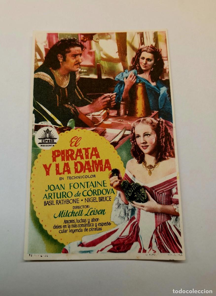 Folhetos de m&atilde;o de filmes antigos de cinema: El Pirata y La Dama 1944 Sin publicidad