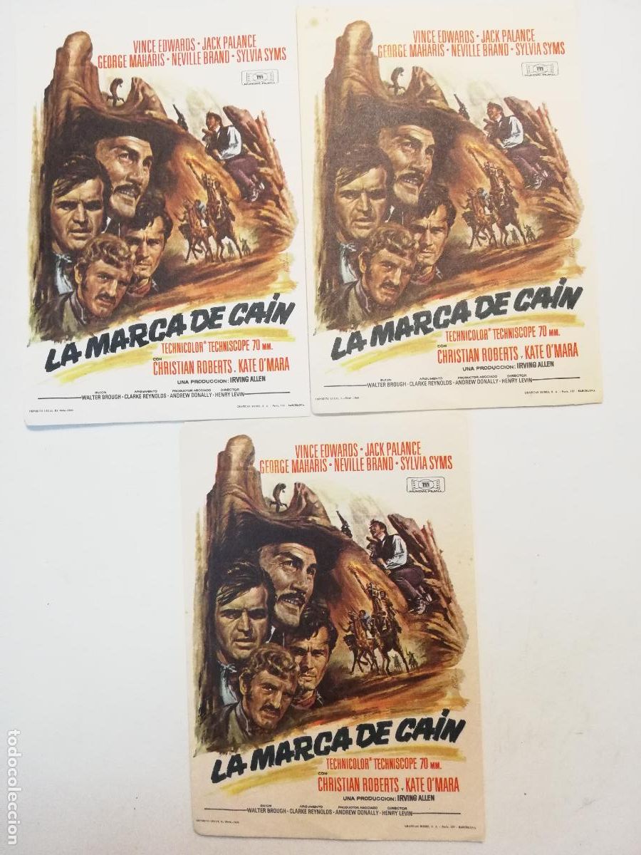  Flyers Publicitaires de films Anciens: 3 FOLLETOS DE MANO, LA MARCA DE CAIN