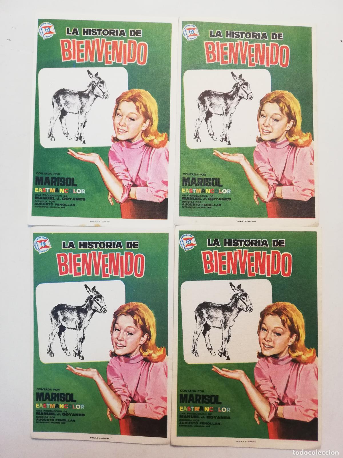  Flyers Publicitaires de films Anciens: 4 FOLLETOS DE MANO, LA HISTORIA DE BIENVENIDO