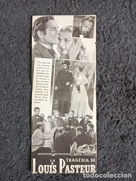 Cine: PTCC 195 LA TRAGEDIA DE LOUIS PASTEUR PROGRAMA DOBLE WARNER PAUL MUNI EN ROJO - Foto 2