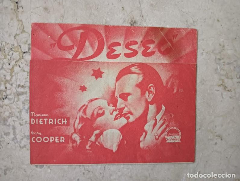 Cine: PTCC 195 DESEO PROGRAMA DOBLE PARAMOUNT rojo GARY COOPER MARLENE DIETRICH - Foto 1