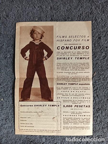 Cine: PTCC 195 SHIRLEY TEMPLE PROGRAMA DOBLE CONCURSO FILMS SELECTOS FOX - Foto 2
