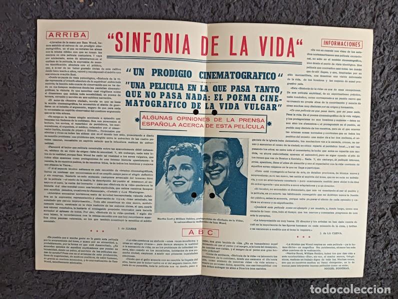Cine: PTCC 196 SINFONIA DE LA VIDA PROGRAMA DOBLE WILLIAM HOLDEN MARTHA SCOTT - Foto 2