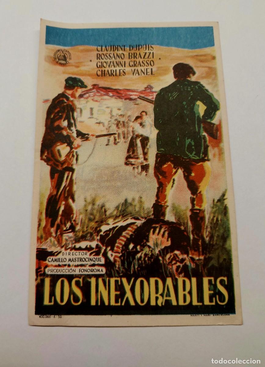 Folhetos de m&atilde;o de filmes antigos de cinema: Los Inexorables 1950 Sin publicidad
